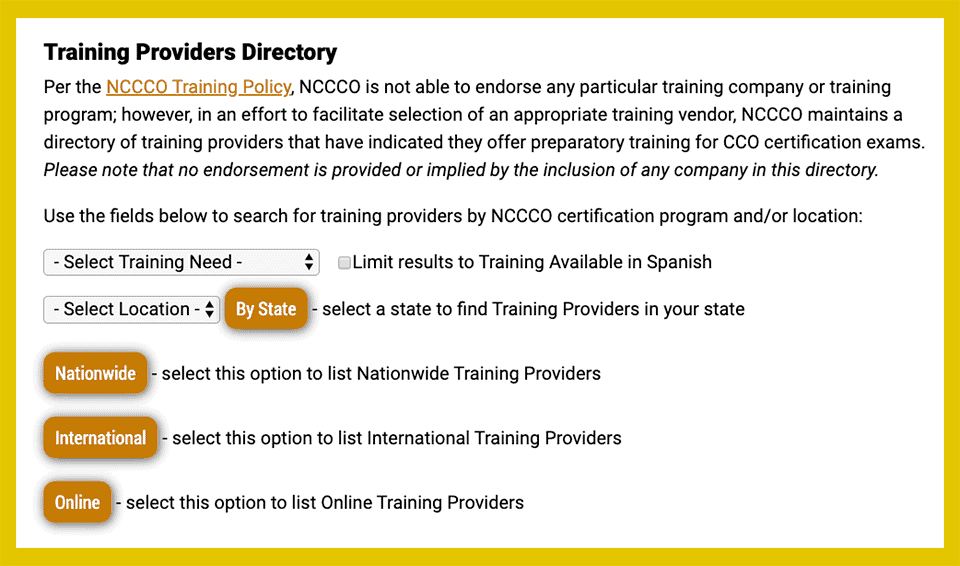 NCCCO Training Providers Directory
